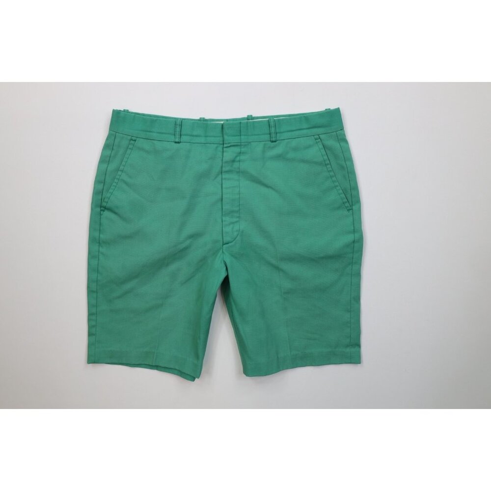 Vintage 70s Streetwear Mens 32 Distressed Above Knee Chino Golf Shorts Green USA